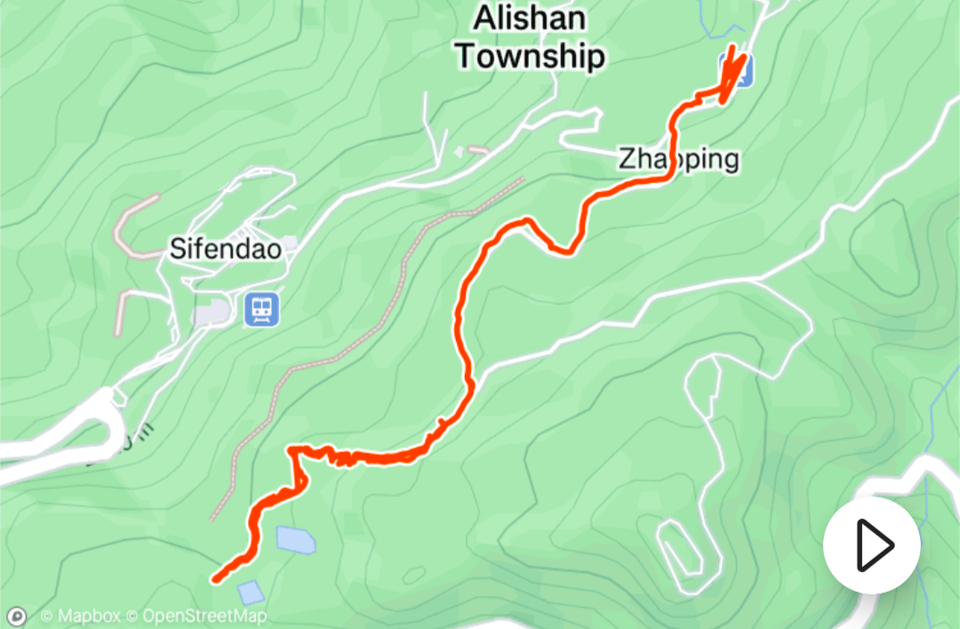 螢幕截圖：水山步道來回與前往沼平車站的定位軌跡