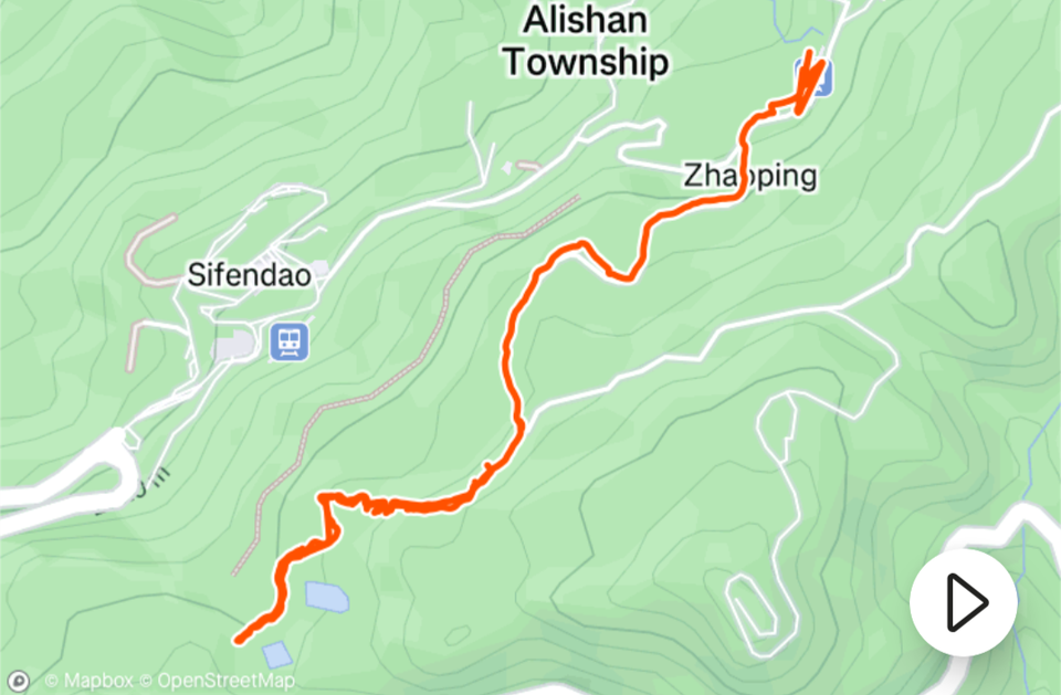 螢幕截圖：水山步道來回與前往沼平車站的定位軌跡